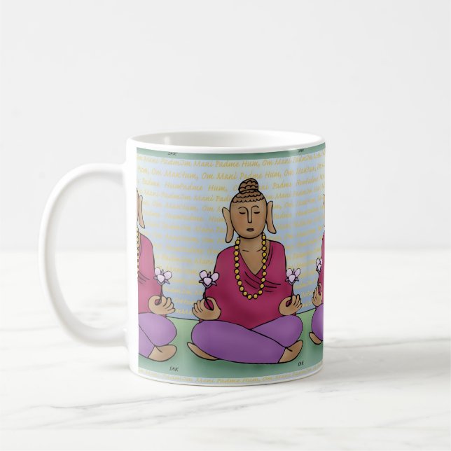 Meditera Buddha med blommor på Mugg (Vänster)