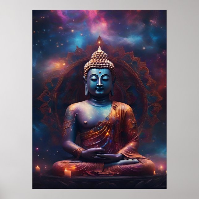 Meditera Buddha med Mandala Poster (Framsidan)