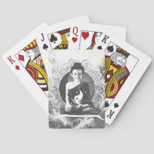 Meditera Buddha med Yin Yang Spel Kort