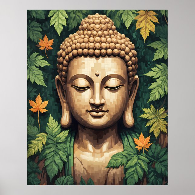 Meditera Buddha Modern Pixel Art Poster (Framsidan)