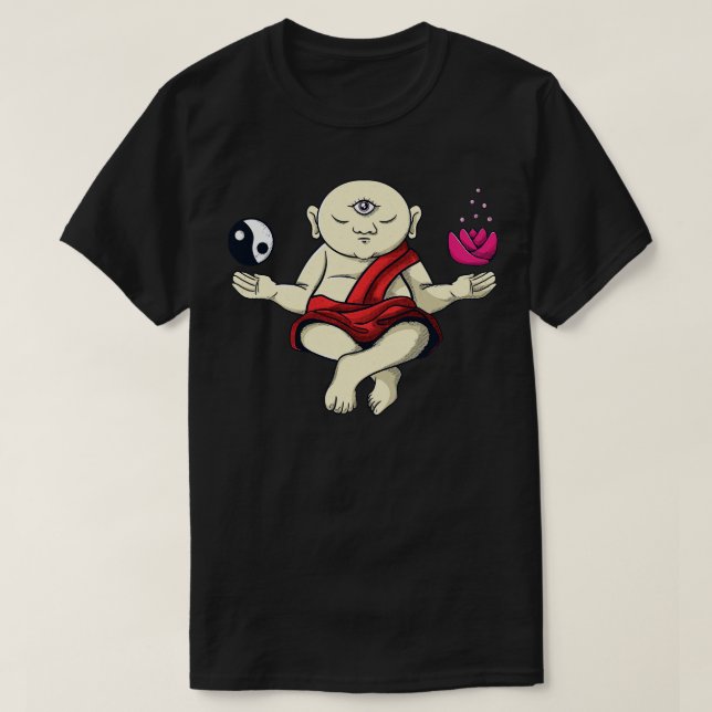 Meditera buddistisk Munk Zen Buddha om T Shirt (Design framsida)