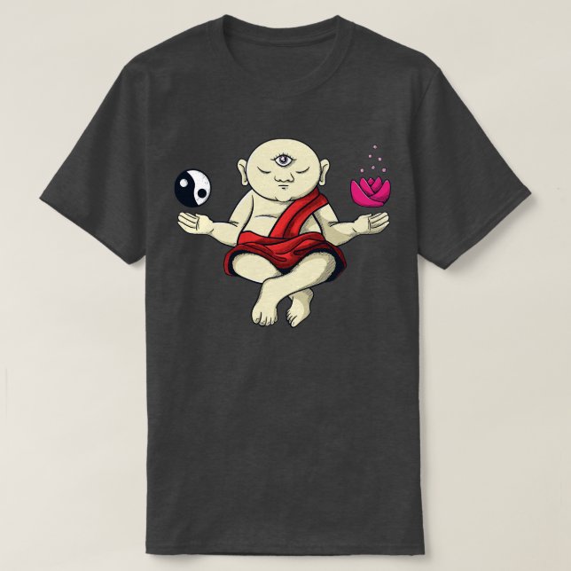 Meditera buddistisk Munk Zen Buddha om T Shirt (Design framsida)
