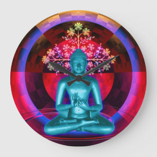 Meditera den blåttBuddha väggen ta tid på Stor Klocka
