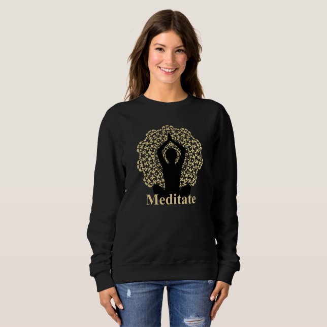 Meditera den grafiska Silhouetteandlig Tee Shirt (Hel framsida)