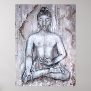 Meditera det Buddha konsttrycket Poster