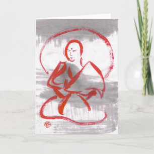 Meditera det tomma kortet för Shaolin munk Kort