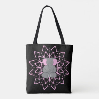 Meditera Elephant Yoga Mandala Design Tote Bag Tygkasse