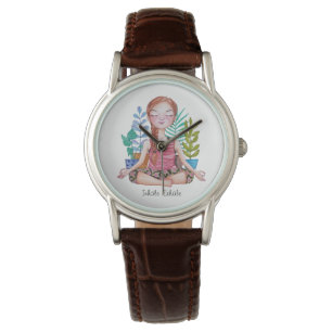 Meditera flicka med växter armbandsur