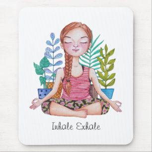 Meditera flicka med växter musmatta