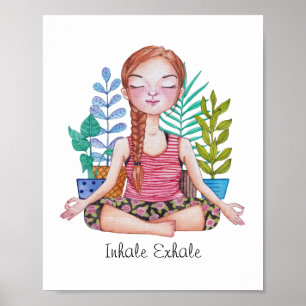 Meditera flicka med växter poster