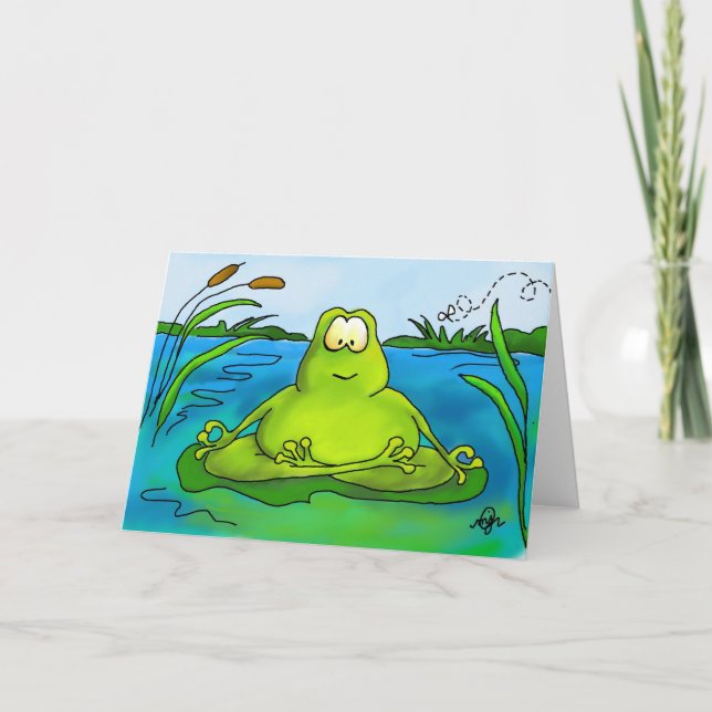 Meditera kortet för grodakonsttryck kort (Framsida)