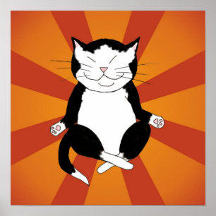 Meditera Tuxedo Kattunge Poster Skriv ut