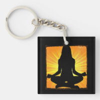 Meditera Woman Om Symbol Yoga Keychain