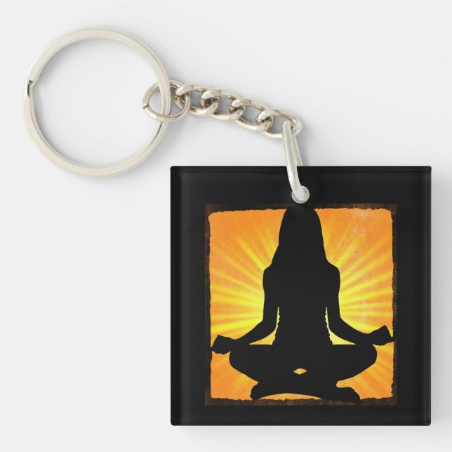 Meditera Woman Om Symbol Yoga Keychain (Framsidan)
