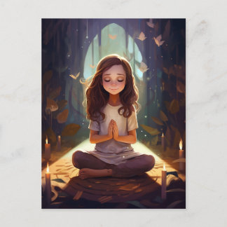 Meditera Yoga Girl Sol eftermiddagsljus Light Butt Vykort
