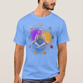 Mediterande Astronaut Peace Universe Planets Yoga T Shirt