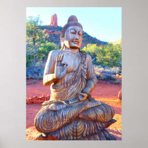 mediterande Buddha-trästaty Poster
