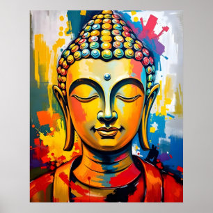Mediterande färgmålning av Abstrakt av buddha-färg Poster