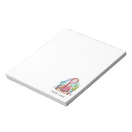 Mediterande flicka med växter anteckningsblock