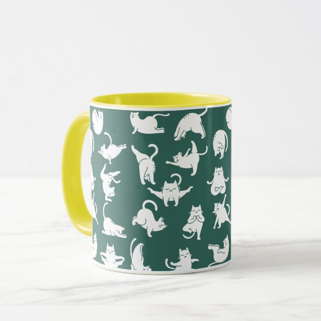 Mediterande katter i Yoga Poses Two-Tone Coffee Mu Mugg (Framsida vänster)