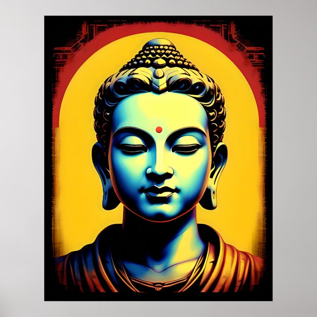 Meditering av den moderna konstmuren i Buddha Poster (Framsidan)