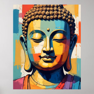 Meditering av färglös modern konsmålning i Buddha Poster