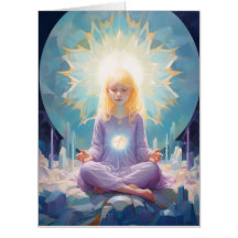 Meditering Yoga Girl Crystals Blue Lila Birthday