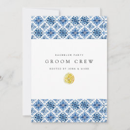 Mediterrana Lemon Tiles Bachelor Party-kort Inbjudningar
