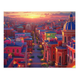 Mediterrana solnedgångar: Urban Art Print Fototryck