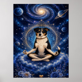 Mediterrande trefärgad hund Kosmisk Zen Yoga Manda Poster