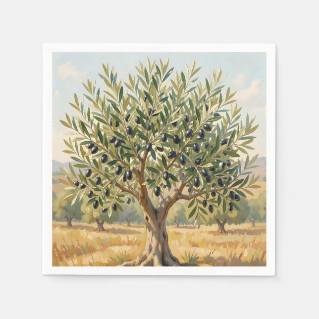 Mediterrane olivträdlandscape  pappersservett (Framsidan)