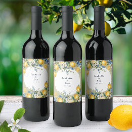Mediterranean Amalfi Citron Personlig Bröllop Vinflaska Etikett
