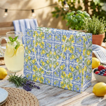 Mediterranean Amalfi Coast Blue Tile Lemon