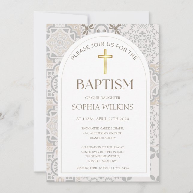"Mediterranean Amalfi Italiana Tiles Arch Baptism" Inbjudningar (Framsida)
