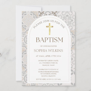 "Mediterranean Amalfi Italiana Tiles Arch Baptism" Inbjudningar