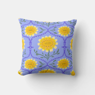 Mediterranean Blue and Yellow Floral Greek Flora  Kudde