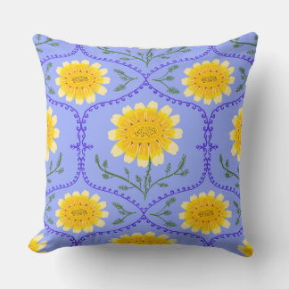 Mediterranean Blue and Yellow Floral Greek Flora  Kudde
