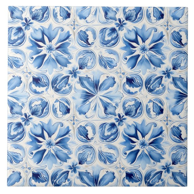 Mediterranean Blue Ornate  Kakelplatta (Framsidan)