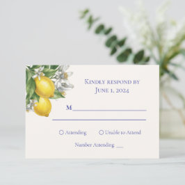 Mediterranean Blue Tile & Lemon Branch Wedding OSA Kort