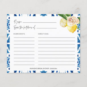 Mediterranean Blue Tiles Italien Receptkort