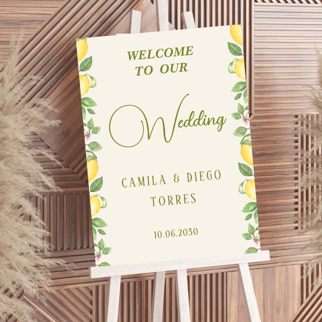 Mediterranean Botanical Lemon Olive Wedding Sign Poster (Skapare uppladdad)