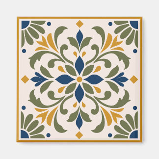 Mediterranean Botanical Tile Magnet