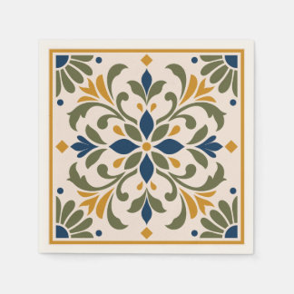 Mediterranean Botanical Tile Pappersservett