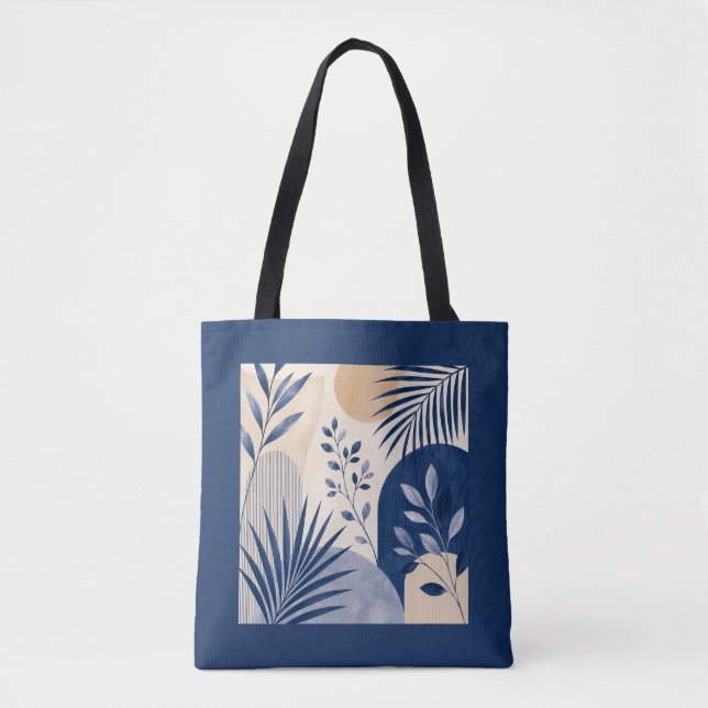Mediterranean Botanical Tote Bag Tygkasse (Framsida)