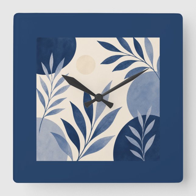 Mediterranean Botanical Wall Clock Fyrkantig Klocka (Framsida)