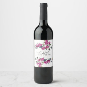 Mediterranean Bougainvillea Wedding Favor Vinflaska Etikett