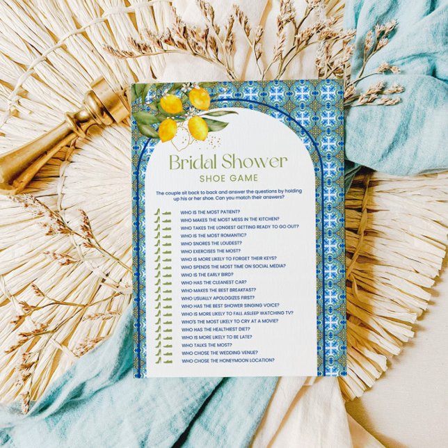Mediterranean Citron Bröllopsdusch Skor Spel Kort (Skapare uppladdad)