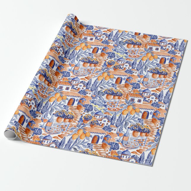 Mediterranean Citronby - Amalfikusten Presentpapper (Utrullad)