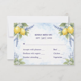 Mediterranean Citrus Botanical RSVP Wedding Respon OSA Kort