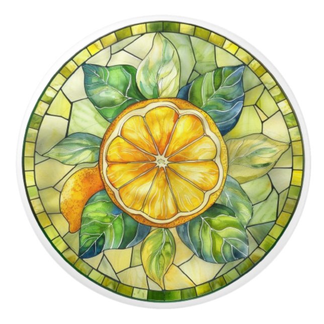 Mediterranean Citrus Stained Glass Knopp (Framsidan)